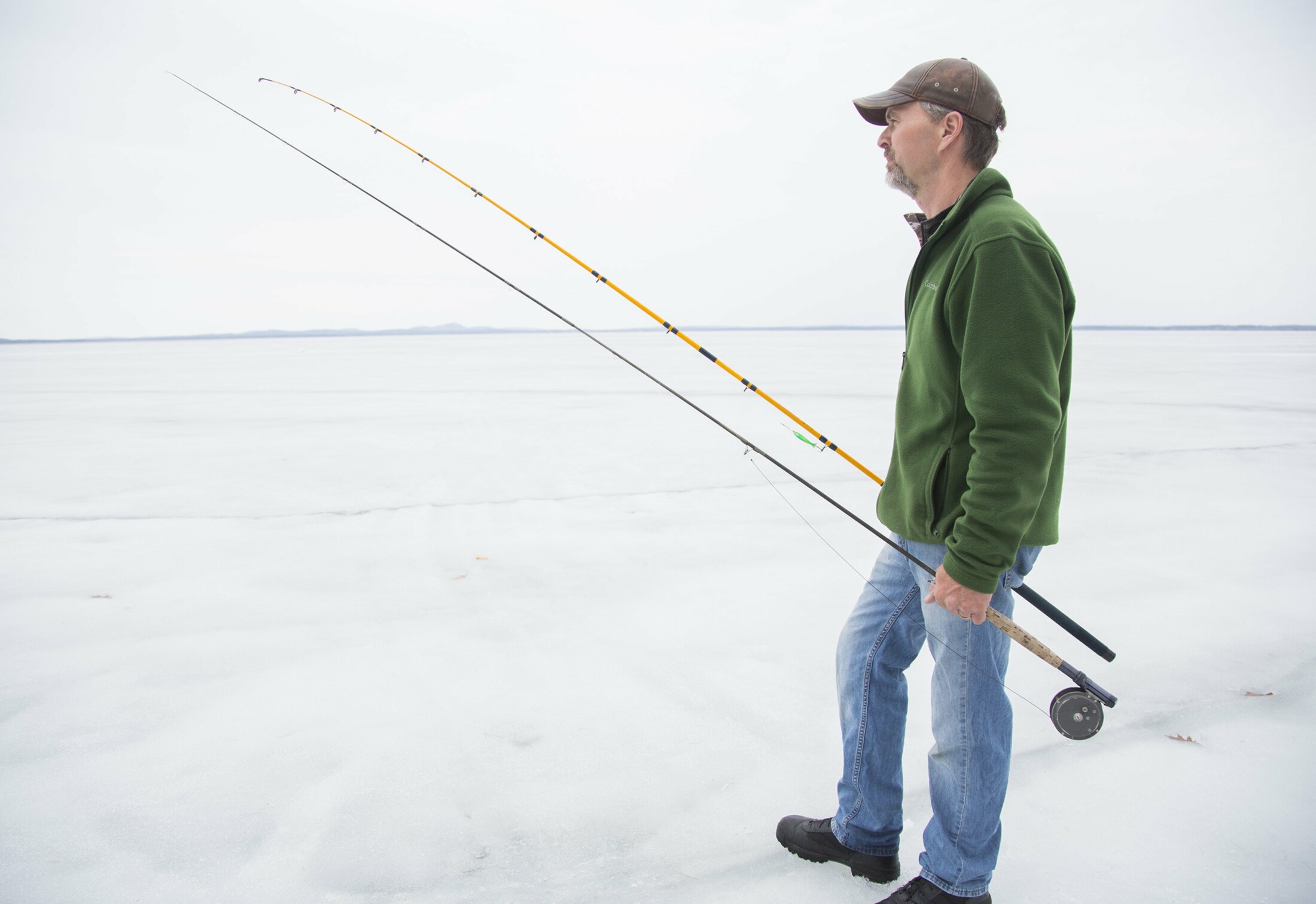 Ice fishing in Western Maine