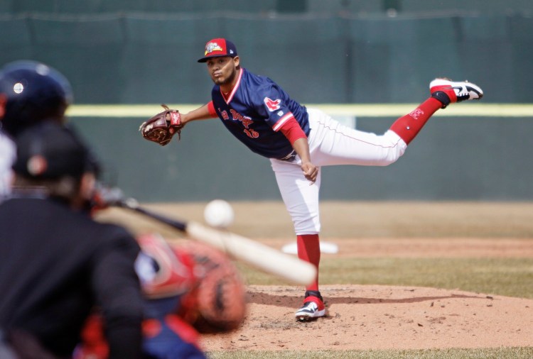 Sea Dogs pitcher Darwinzon Hernandez struck out 10 to earn his first win and Portland's first win, 6-0, over the Reading Fightin Phils on Sunday at Hadlock Field.