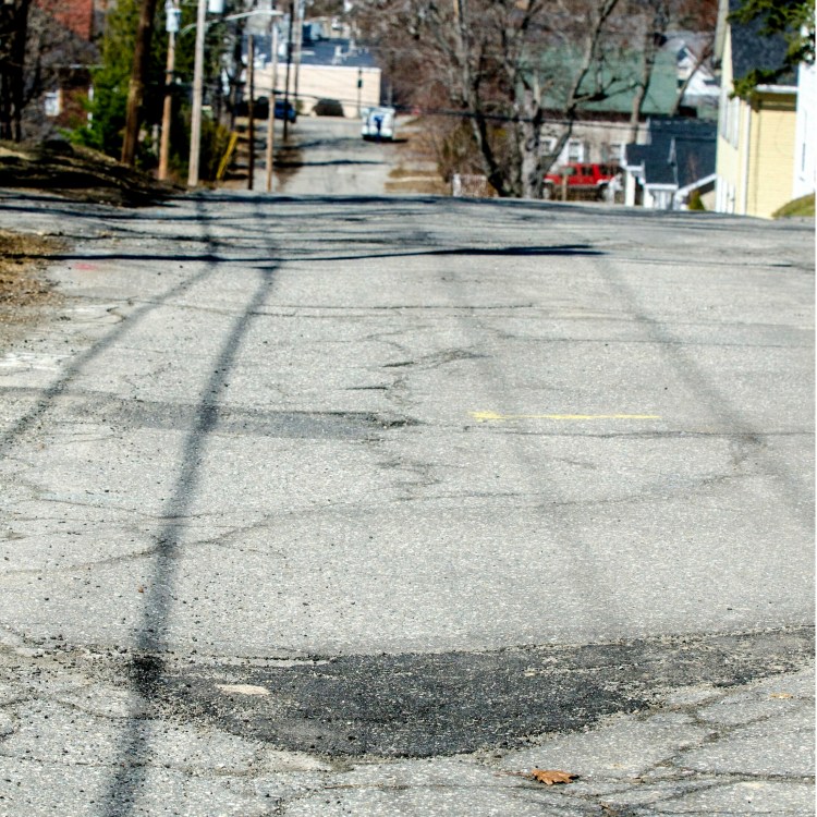 A repaired Murray Street pothole on Wednesday in Augusta.