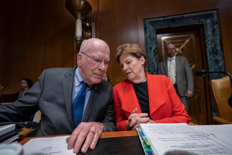 Sen. Patrick Leahy, D-Vt., and Sen. Jeanne Shaheen, D-N.H., on Capitol Hill in 2019. Leahy is among a handful of senators who have voted on the nomination of every current Supreme Court justice, opposing all Republican presidential picks except for Chief Justice John Roberts.