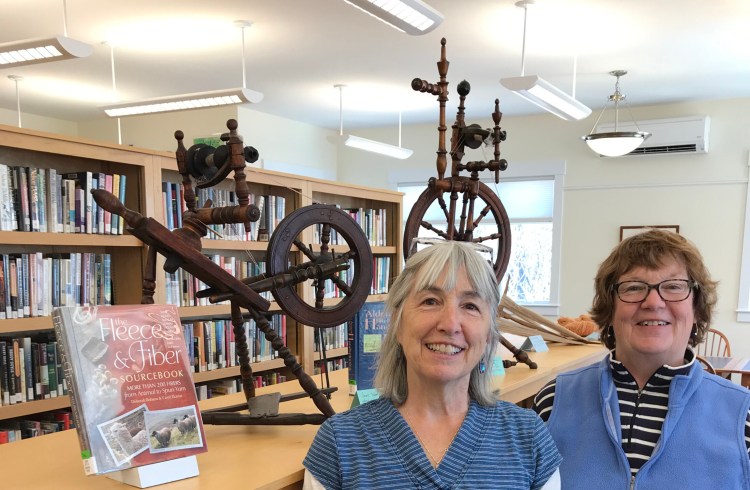 Brenda Page, left, with Jan Cunningham, will give a talk about Maine's antique spilling wheels at 6:30 p.m. Wednesday, April 24, at Vose Library, 392 Common Road, Union.