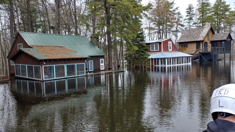 These are among the 25 or so mostly seasonal homes that were damaged in Fryeburg when the Saco River flooded near Lovewell Pond overnight Monday. 