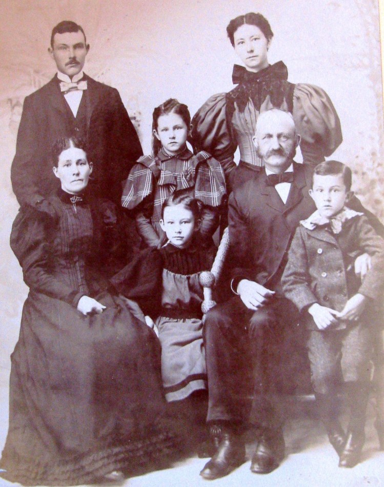 Sewall Hawes and his family owned a farm on Walker Road in Readfield that was established by his maternal great-grandfather Thaddeus Richardson in 1802. The farm remained in the Richardson-Hawes family until 1922 and their road was named in honor of the Hawes family for most of that time and well beyond. Front from left are mother Carrie Hawes, daughter Isadore, father Sewall Hawes and son Lawrence. Back, from left, are son Llewellyn, and daughters Alice and Sadie.
 