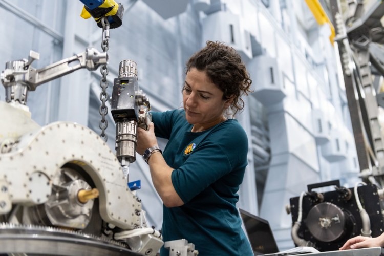 NASA astronaut Jessica Meir trains inside the Space Vehicle Mockup Facility at NASA’s Johnson Space Center. She has been assigned to her first spaceflight, and will launch to the International Space Station in September 2019.