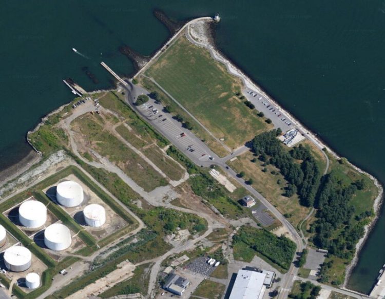 L+R Northpoint, a holding company of PK Realty Management, owns 30 acres of former shipyard property in South Portland. In this 2014 file photo, a portion of the property appears just above and to the right of the oil tanks. Bug Light Park is at top in photo.