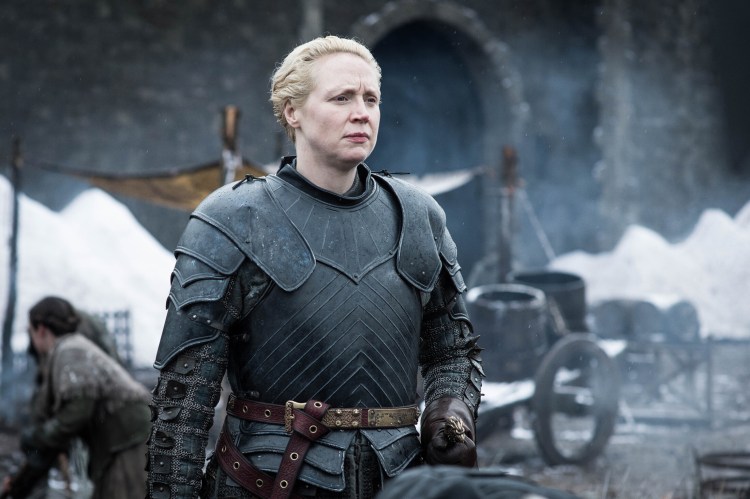 Gwendoline Christie as Brienne of Tarth. 