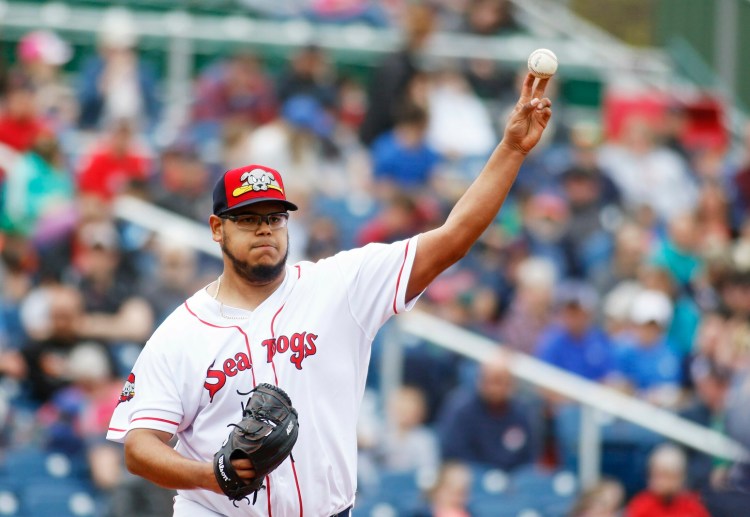 Dedgar Jimenez pitched six innings, allowing five hits and two runs, while striking out five and walking two as the Portland Sea Dogs beat the Binghamton Rumble Ponies 4-2 in the first game of a doubleheader on Sunday at Hadlock Field. 