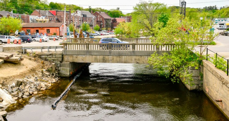 The Maine Avenue bridge in Gardiner, seen Friday, will be replaced as part of construction project at Cobbosseecontee Stream. 