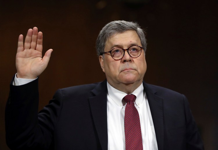 Attorney General William Barr is sworn in May 1 to testify before the Senate Judiciary Committee hearing on Capitol Hill in Washington. 