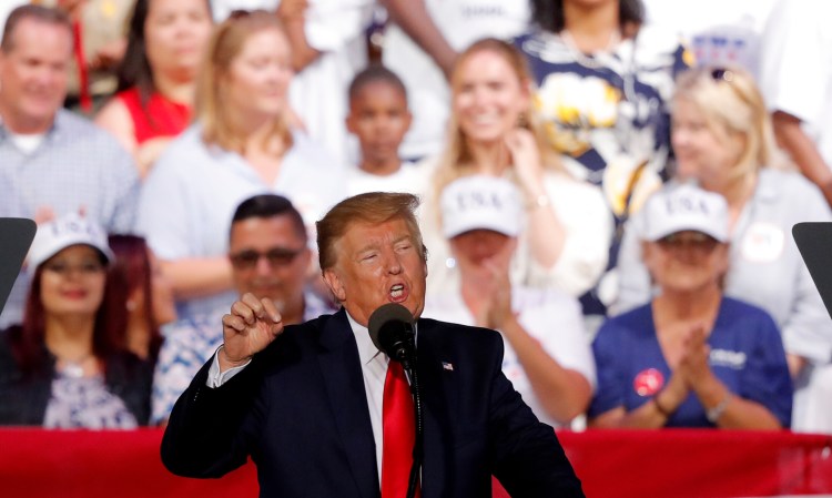 President Trump speaks at a rally in Panama City Beach, Fla., Wednesday, May 8, 2019. 