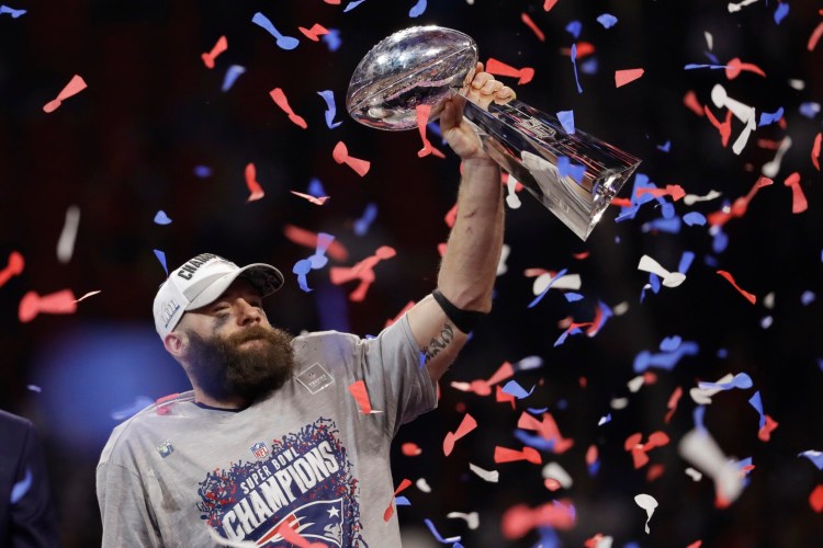 New England receiver Julian Edelman signed a two-year contract extension with the Patriots through the 2021 season. The deal reportedly includes $12 million in guaranteed money and an $8 million signing bonus 