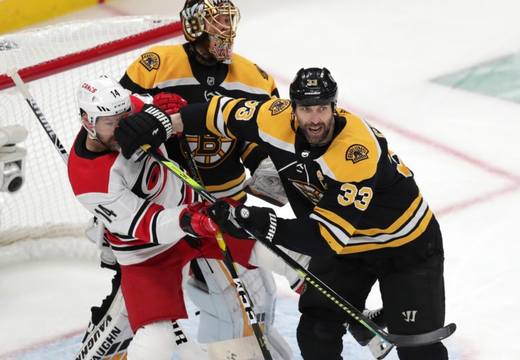 Bruins defenseman Zdeno Chara, 33, who sat out Game 4 of the Eastern Conference finals, did not practice on Sunday. 