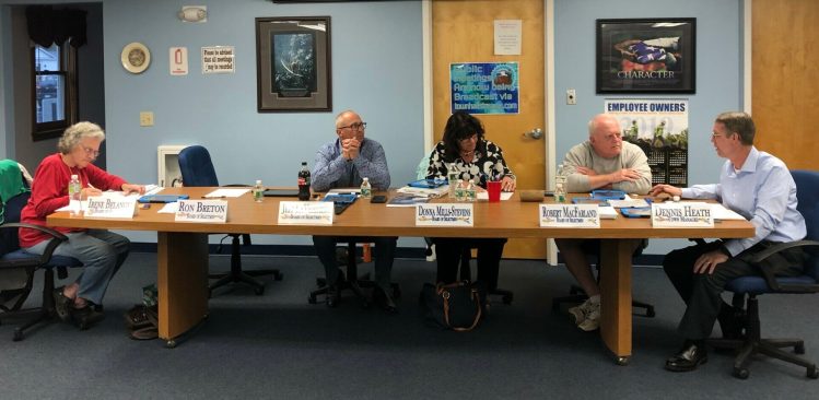 China Selectman Jeff LaVerdiere offered his immediate resignation from the board Monday night. Selectmen Irene Belanger, from left, LaVerdiere, Donna Mills-Stevens, Ron Breton and Town Manager Dennis Heath during a May select board meeting. Breton is sitting in Robert MacFarland's seat as the chairman, since MacFarland was absent.  