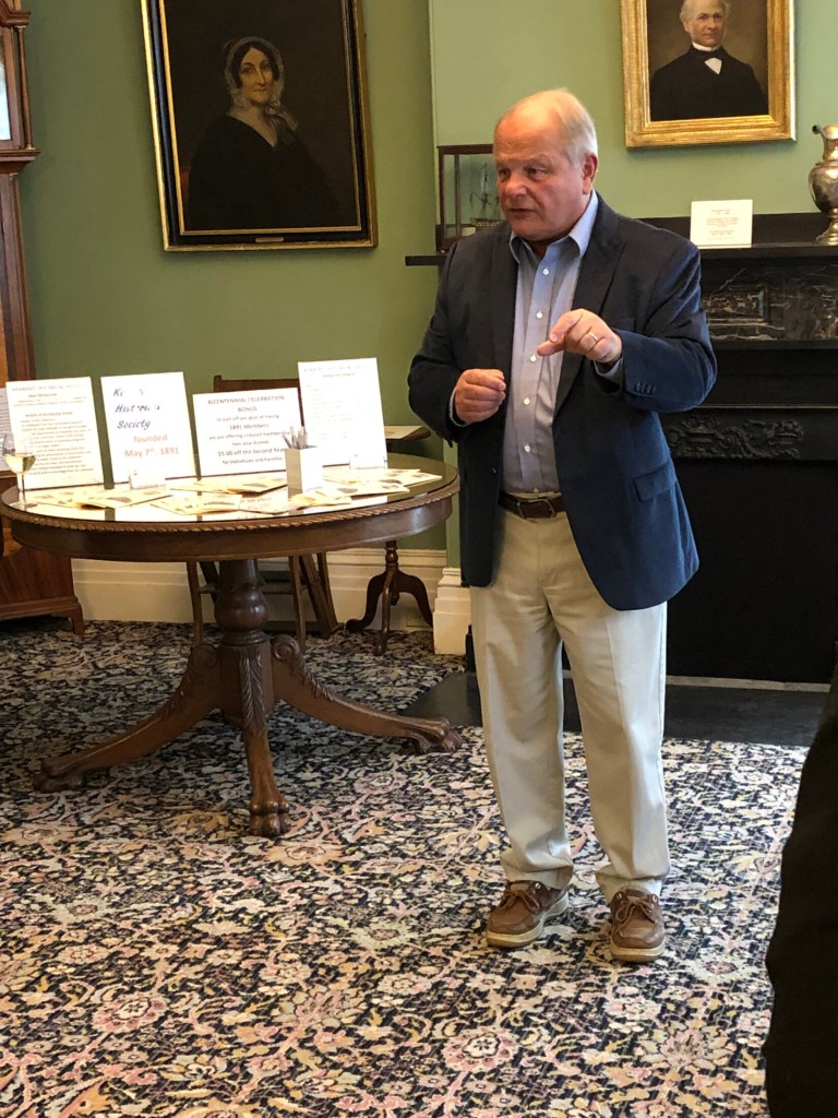 State Archivist David Cheever addresses an audience during a membership gathering of the Kennebec Historical Society. He talked about activities and events planned to help Maine celebrates its 200th anniversary. Bicentennial events will begin July 26.