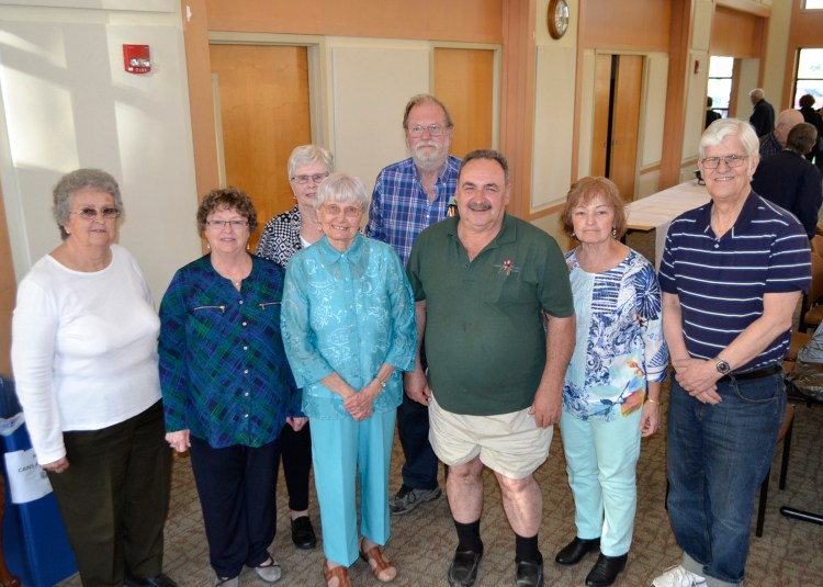 Franklin Memorial Hospital recently honored its Franklin Community Health Network's top contributors of time included from left Priscilla Beedy, Sharon Sauschuck, Jean Rand, Darlene Hogan, Nye Mosher, Frank Slater, Marion Hutchinson and Craig Vitto.

