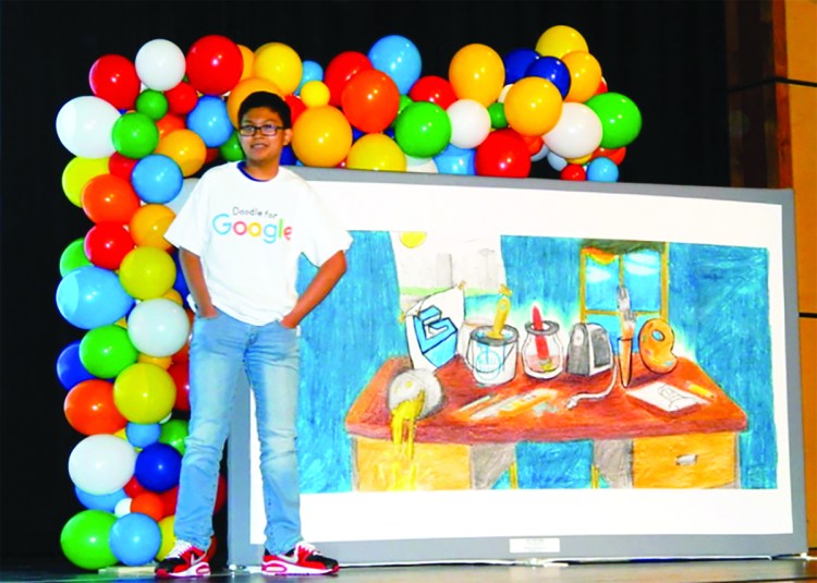 John Gatchalian. a seventh-grader at Biddeford Middle School, was honored Thursday as the 2019 Maine winner of the ‘Doodle 4 Google’ contest. 