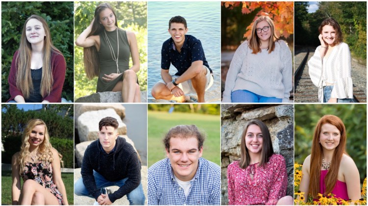 Top row from left are Catherine Daigle, Alexis Faucher, James Greenwood, Jennifer Hall and Miranda Kramer. Bottom row from left are Alani Lindsay, Noah Moring, Ethan Richard, Jade Sturtevant and Sadie Waterman.