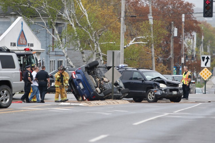 No one was seriously injured in this crash in South Portland on Monday morning. 