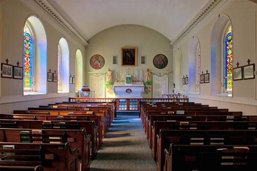 Inside the historic old St. Patrick Church in Newcastle.