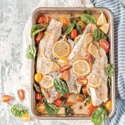 Baked Haddock with Cherry Tomatoes, Capers and Lemon from "The Ultimate One-Pan Oven Cookbook." 