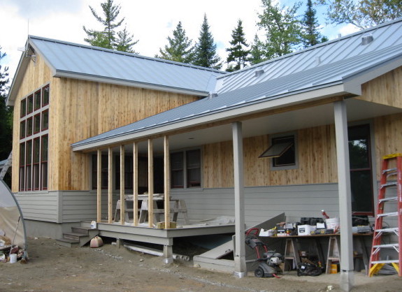 Maine Huts and Trails' Grand Falls Hut, shown while under construction in 2010, is one of two remote huts that Maine Trails and Huts will close from mid-June to late October because of a lack of staffing.