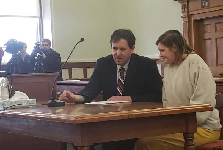 Sarah Richards, right, is shown here with her attorney, Jeremy Pratt, at an earlier court hearing.
