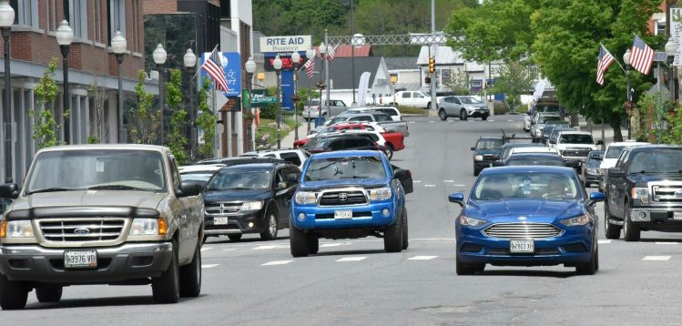 One-way traffic moves through downtown Waterville on June 5, 2019 on Main Street. At a meeting state Department of Transportation Highway program officials explained plans to turn the street into a two-way street. Now those plans will take shape as construction on the project begins March 15.