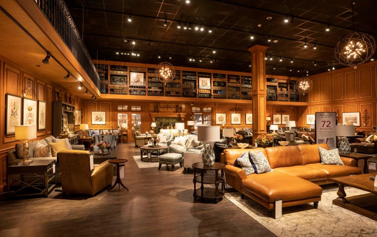 Two out-of-state furniture chains are opening stores in Greater Portland. Here is a living room display from the Jordan's Furniture store in Reading, Massachusetts, one of the two chains coming to Maine. The other, Bernie & Phyl's, opens in the former Toys R Us space Monday. 
