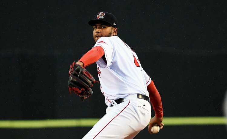 Portland's Denyi Reyes allows four runs in the first innings, but then pitched five scoreless innings. 