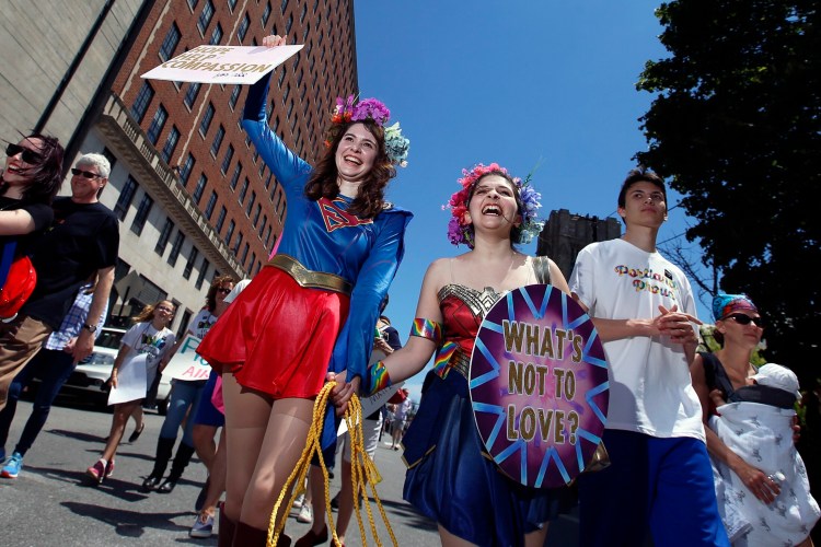 The Pride Portland parade, seen here in 2019, is scheduled to take place Saturday downtown. 
