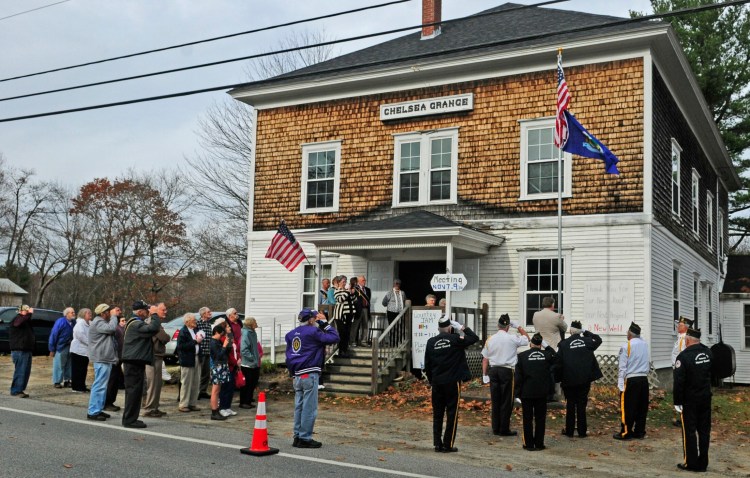 A new flagpole is dedicated in 2015 at the Chelsea Grange Hall. The town, through the Community Heart & Soul Program, for ways to make Chelsea residents more connected to their town and involved in making decisions about its future.