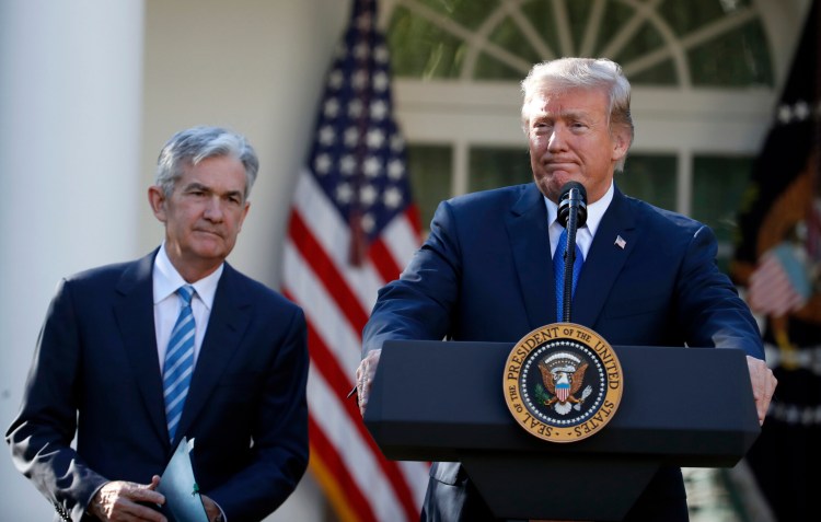 President Trump announces Federal Reserve board member Jerome Powell as his nominee for chair of the Federal Reserve in 2017. (Associated Press/Alex Brandon)