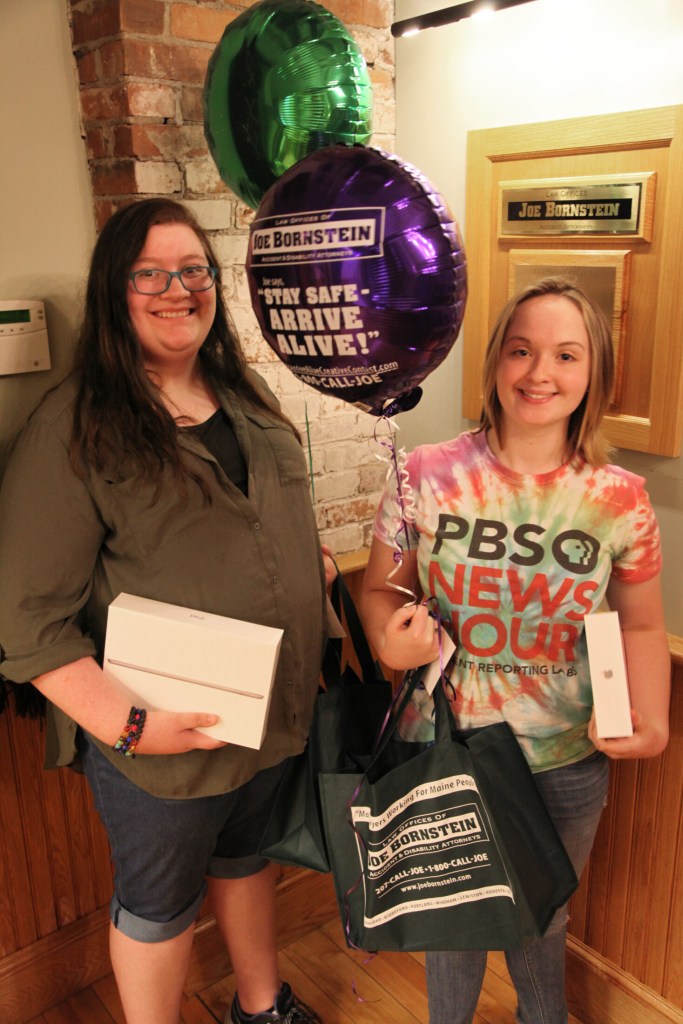 Jasmine Lambert, left, and Roslin Desiderio, winners of the 15th annual Arrive Alive Creative Contest sponsored by the Law Offices of Joe Bornstein.