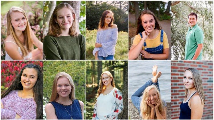 Messalonskee High School top 10 seniors for 2019. Top from left are Molly Calkins, Grace Carlson, Emma Wentworth, Edin Sisson and Seth Main. Bottom from left are Emily Larsen, Julia Cooke, Delaney Johnston, Paige Lilly and Autumn Littlefield.