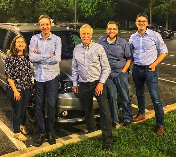 Sen. Angus King, center, and his travel companions on the drive to Maine – from left to right, Rebecca Gibbons, Ramon Krikken, Matt Dusoe and Tim Schneider – stopped north of Baltimore Thursday night to take a photo King posted to his Instagram account. 