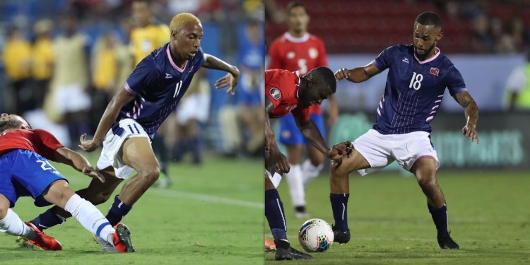 Willie Clemons (11) and Tre Ming (18) are former Thomas College soccer players who recently played for Bermuda in the CONCACAF Gold Cup.