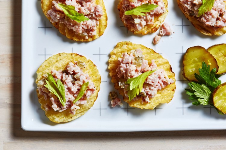 Ham salad is delicious in a sandwich or piled on crinkle-cut potato chips for a party.