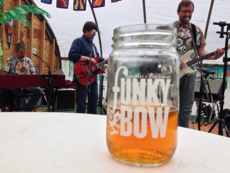 Funky Bow's Lyman brewery hosts bands and serves wood-fired pizza.