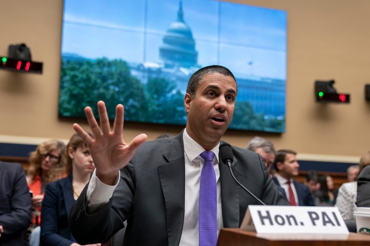 Ajit Pai, chairman of the Federal Communications Commission testifying on Capitol Hill in May.