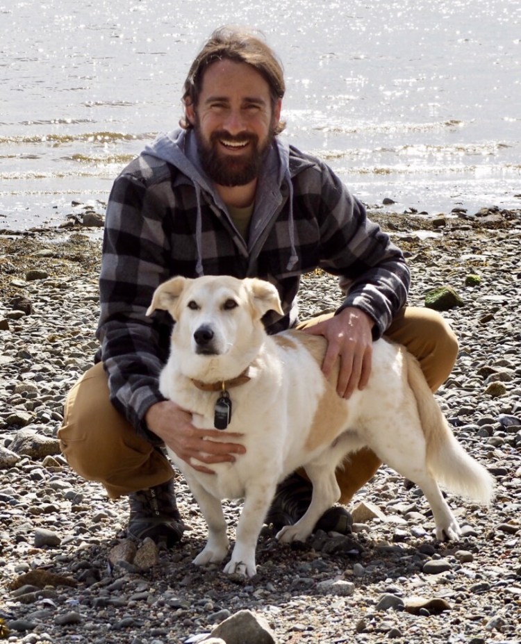 Author Craig Grossi and Fred, former Afghani stray.