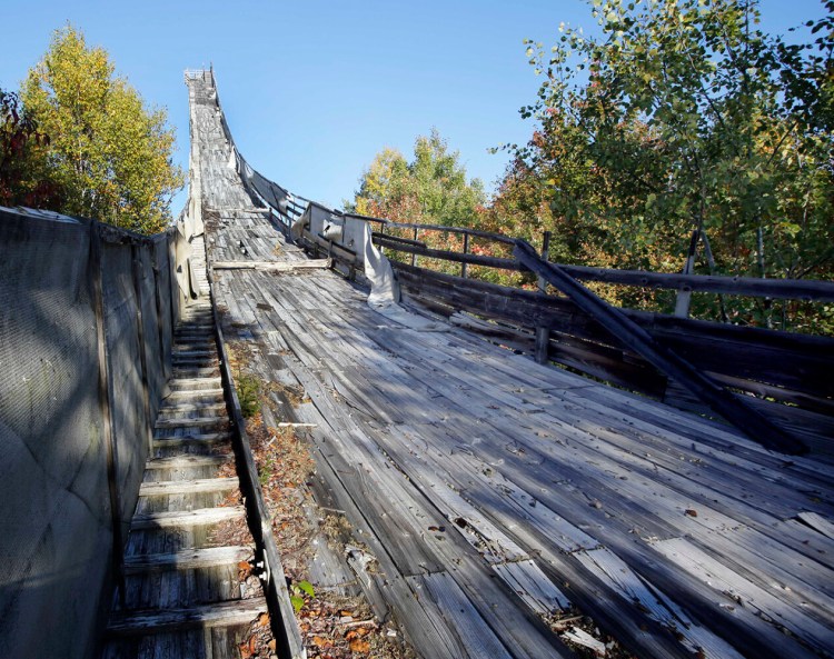 The in-run of the Nansen Ski jump in Milan, N.H. photographed in 2014.