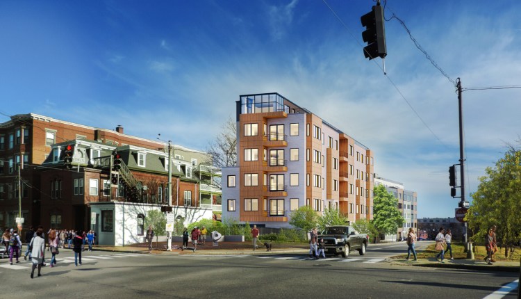 In a rendering by Archetype Architects, Verdante is seen from the intersection of Congress and Franklin streets. 