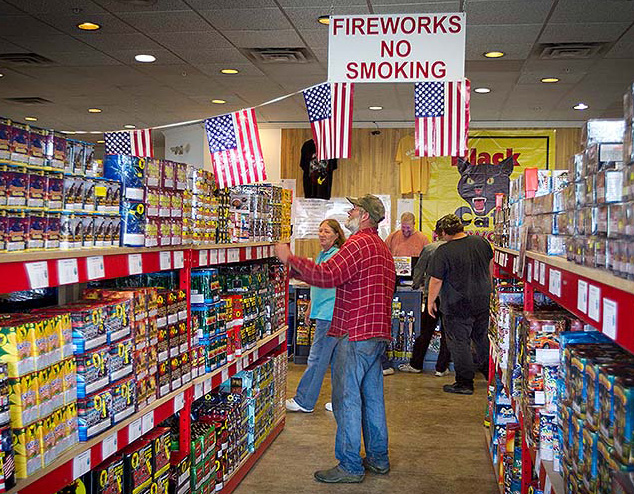 Fireworks fill the shelves at a Pyro City  store in Winslow in 2014.