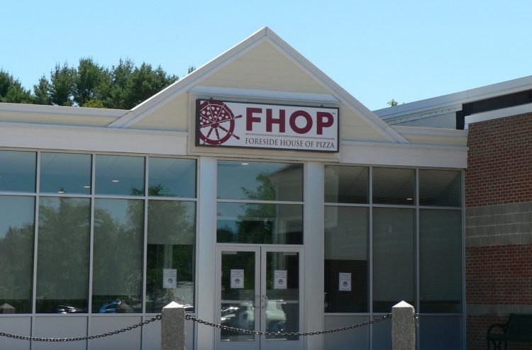 Operators of the Foreside House of Pizza on Route 1 in Falmouth were recently ordered to stop using the FHOP logo by a Cumberland County Superior Court judge.