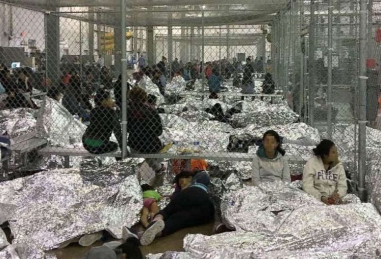 Overcrowding of families observed by the Office of Inspector General, June 11, 2019, at Border Patrol's McAllen, Texas, Centralized Processing Center.