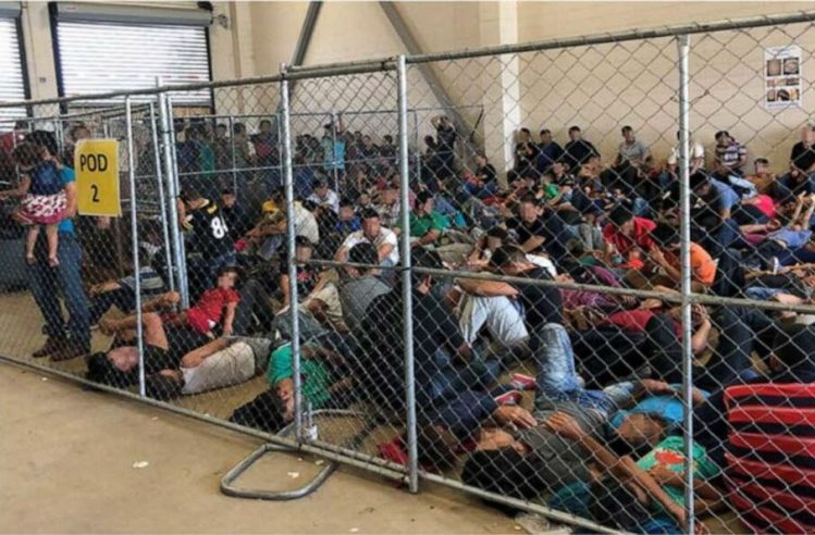 A photo by the Office of the Inspector General shows overcrowded conditions at a migrant detention center at the Border Patrol's McAllen, Texas, station.