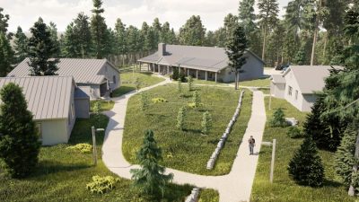 An artist's rendering of the living spaces to be built at Bowdoin's Schiller Coastal Studies Center in Harpswell as part of a multimillion dollar expansion project. 