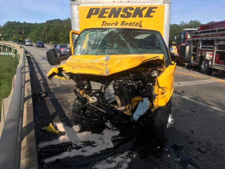 Four people were injured in a four-vehicle crash near the Taste of Maine on Route 1 in Woolwich on Monday morning. 