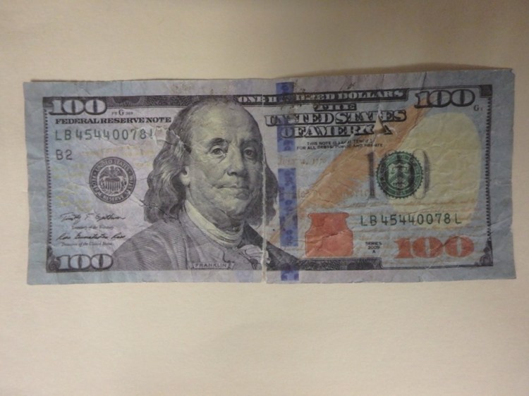 The front of a fake bill that was a customer attempted to use Monday at J&S Oil in Winslow.