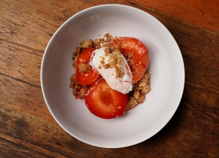 Use up any leftover vermouth when making this fast, easy (and need we say tasty?) stone fruit crumble. 